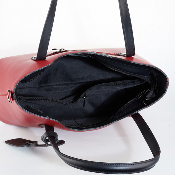 Geantă Model Mare Emma, rosu si negru din piele naturală 8008 [7]