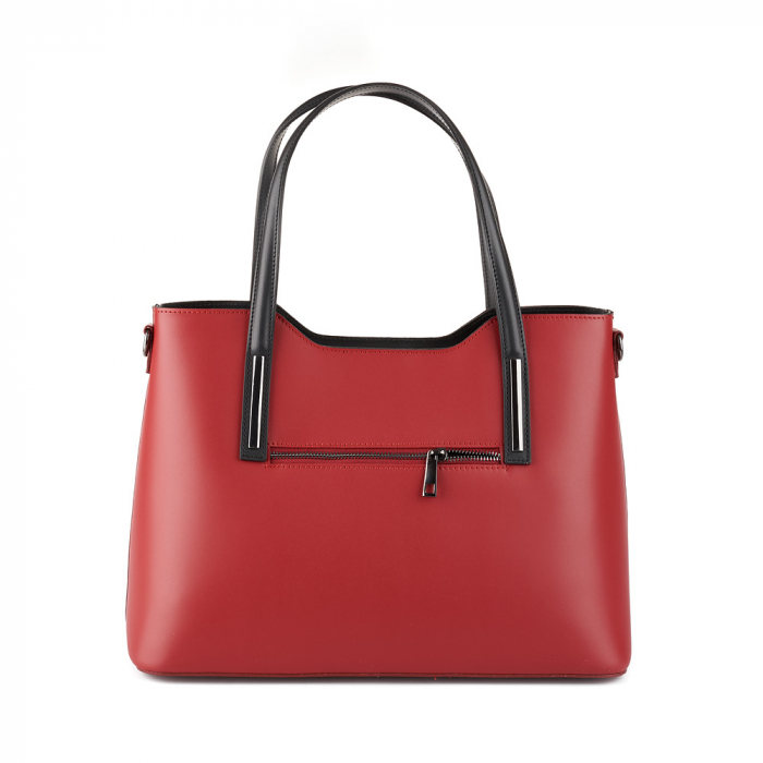 Geantă Model Mare Emma, rosu si negru din piele naturală 8008 [3]