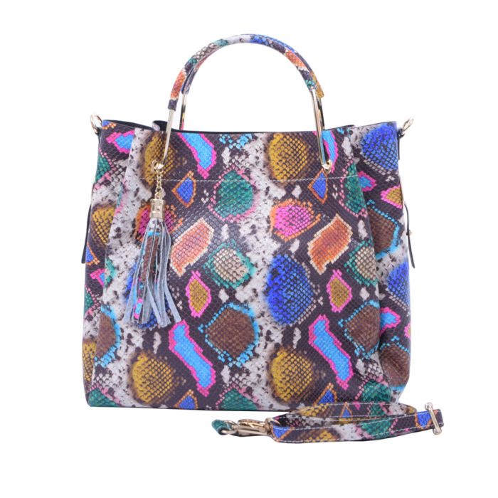 Geantă Rainbow, piele naturala imprimeu multicolor, 8054 [2]