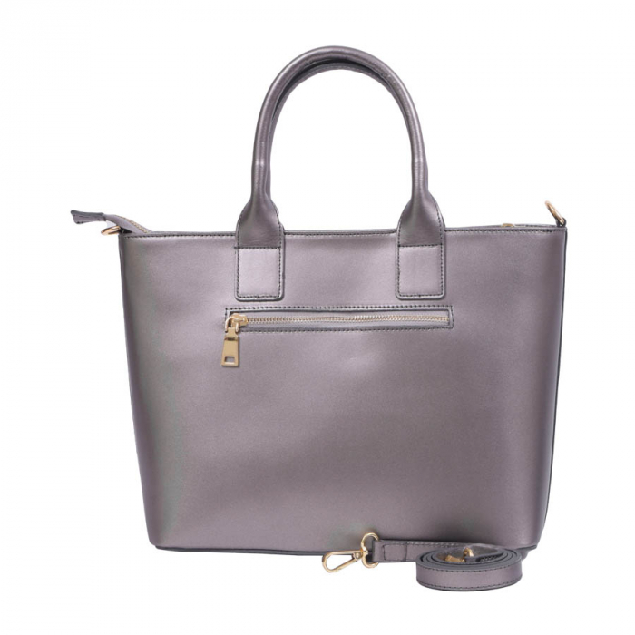 Geantă Francesca, din piele naturală argintiu sidef 8074 [5]