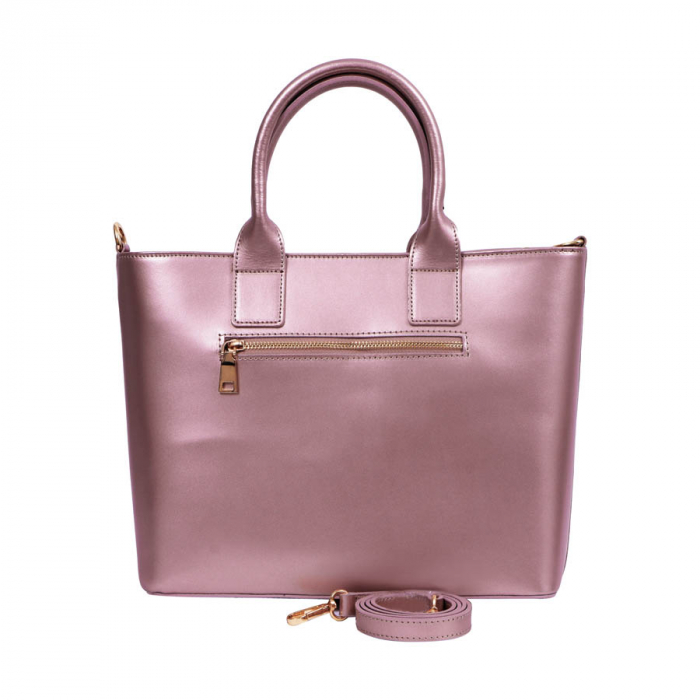 Geantă Francesca, din piele naturală roz sidef 8074 [5]