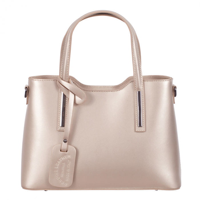 Geantă aurie sidefat din piele naturală 8021 [2]