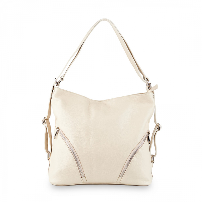 Geantă Brianna, tip rucsac crem din piele naturală moale 8119 [2]