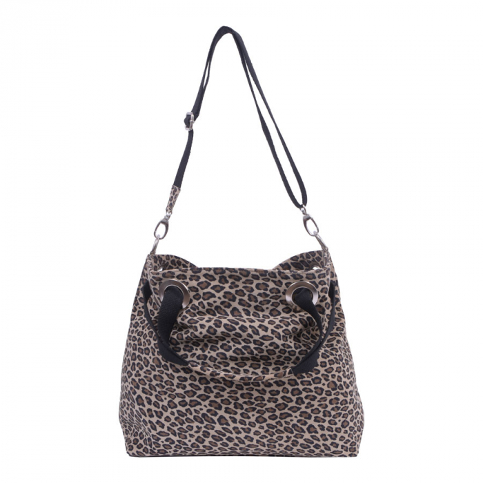 Geantă Leopard, piele naturala, maro si negru, 8077 [2]