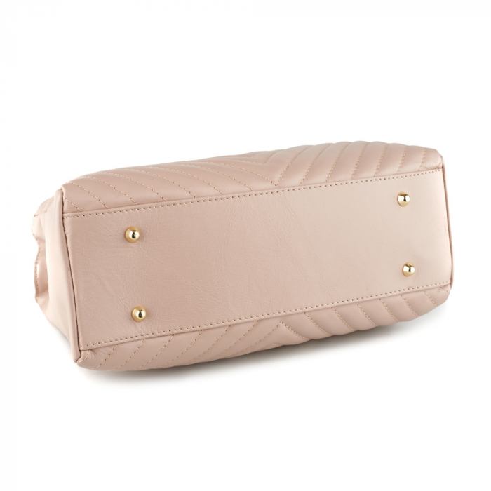 Geantă Maya, piele naturală roz cu lant metalic auriu, 8126 [4]