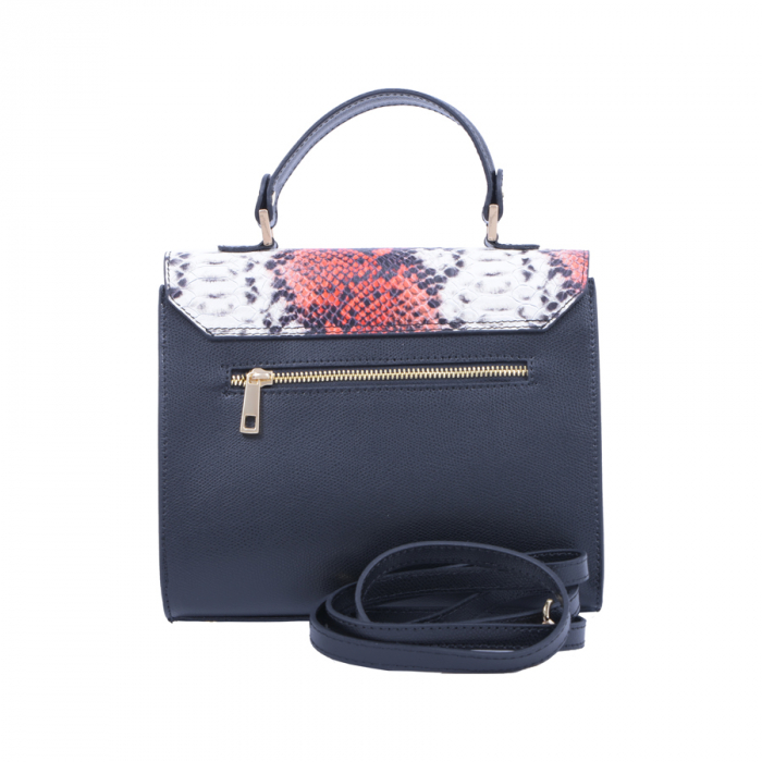 Geantă Erica, piele naturala neagra cu imprimeu snake, 8053 [3]