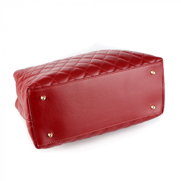 Geantă Natalia, piele naturală rosie cu aspect matlasat, 8001 [4]