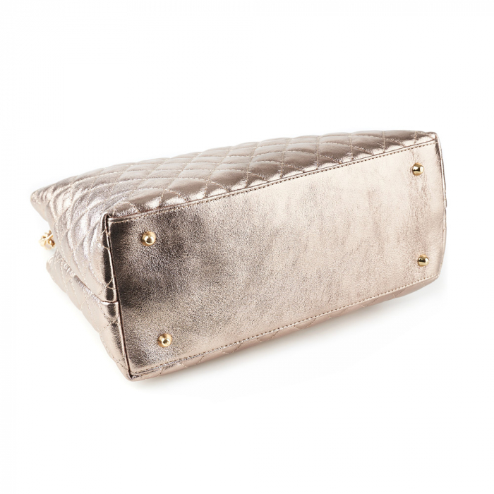 Geantă piele naturală bronz sidefat cu aspect matlasat 8001 [4]