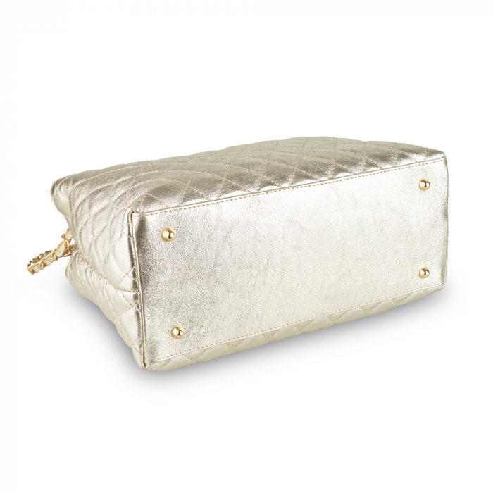 Geantă Natalia, piele naturală aurie sidef cu aspect matlasat, 8001 [4]