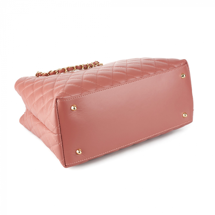 Geantă Natalia, piele naturală roz cu aspect matlasat, 8001 [4]