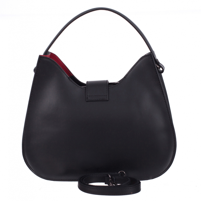 Geantă neagră din piele naturală cu interior roșu 8014 [3]