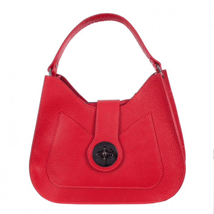 Geantă roșie din piele naturală cu interior roșu 8014 [2]