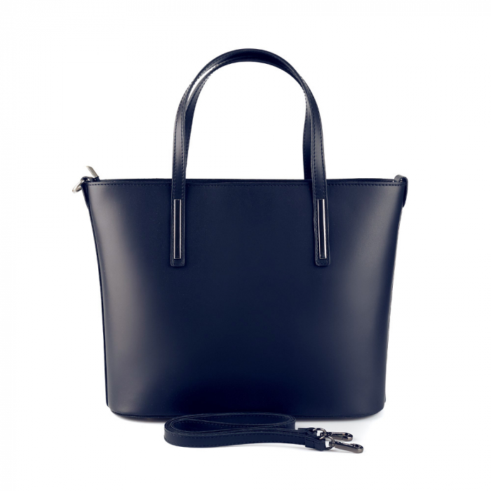 Geantă din piele naturală cu model laser-cut bleumarin 8031 [3]