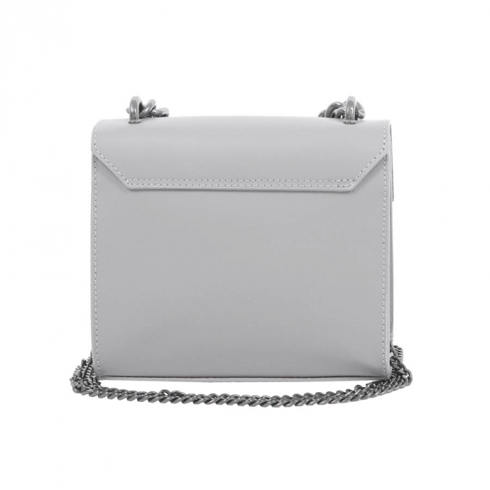 Geantă Rebecca, piele naturala gri, bareta metalica, 8050 [4]