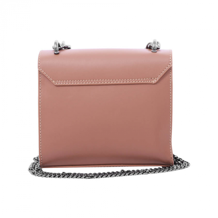 Geantă Rebecca, piele naturala maro, bareta metalica, 8050 [4]