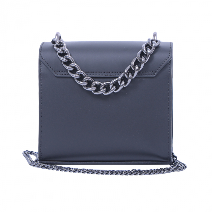 Geantă Rebecca, piele naturala neagra, bareta metalica, 8050 [3]