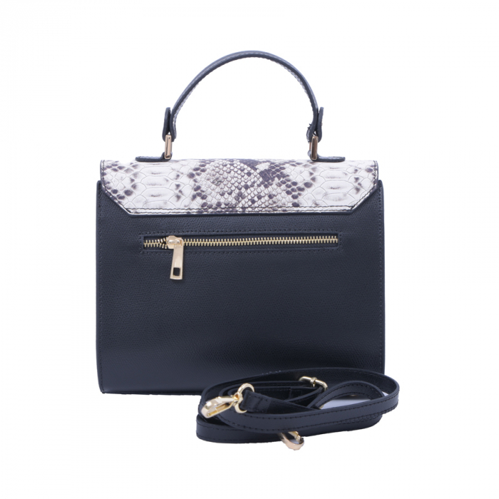 Geantă Amelia, piele naturala neagra cu imprimeu snake, 8051 [4]