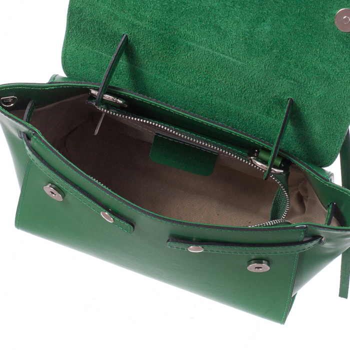 Geantă verde din piele naturală 8023 [5]