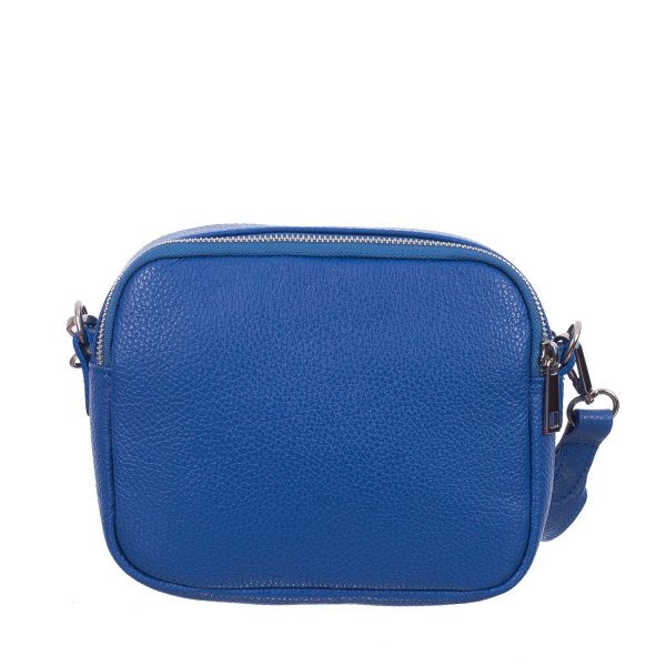 Geantă albastră cu fermoare duble și baretă medie 8007 [2]