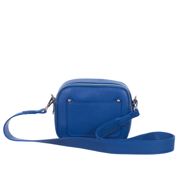 Geantă albastră cu fermoare duble și baretă medie 8007 [4]