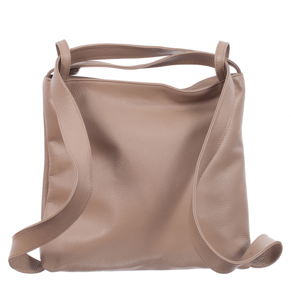 Geantă tip rucsac nude din piele naturală moale 8027 [3]