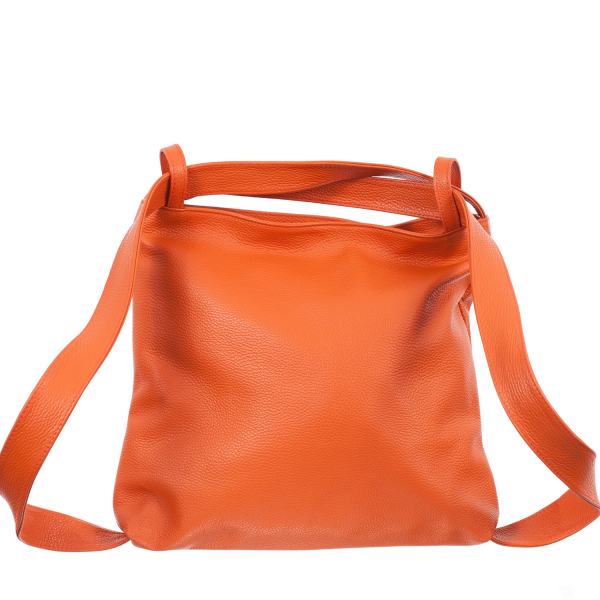 Geantă tip rucsac portocaliu din piele naturală moale 8027 [3]