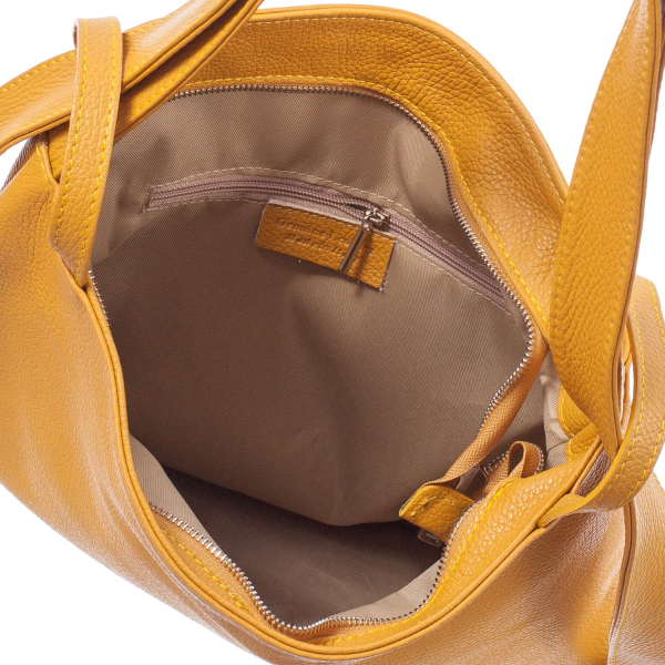 Geantă tip rucsac galben din piele naturală moale 8027 [4]