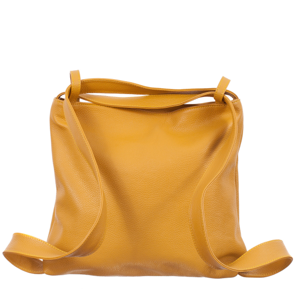 Geantă tip rucsac galben din piele naturală moale 8027 [3]