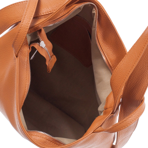 Geantă tip rucsac oranj din piele naturală moale 8027 [3]