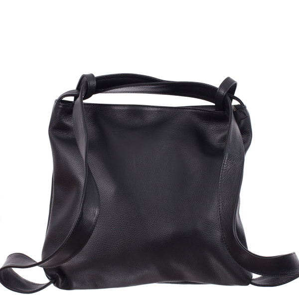 Geantă tip rucsac negru din piele naturală moale 8027 [2]