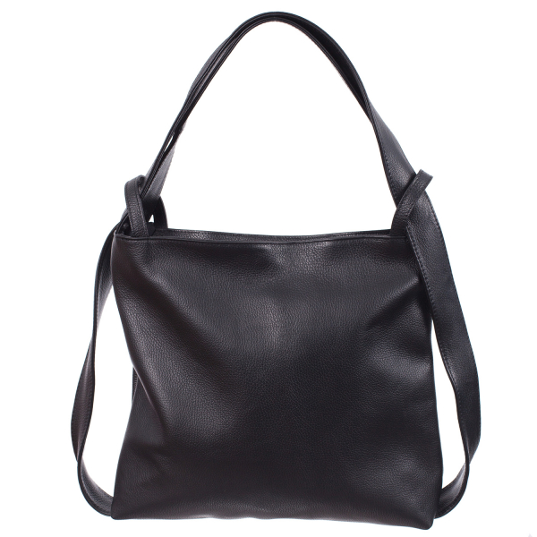 Geantă tip rucsac negru din piele naturală moale 8027 [4]