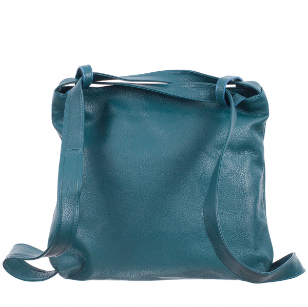 Geantă tip rucsac turcoaz din piele naturală moale 8027 [2]