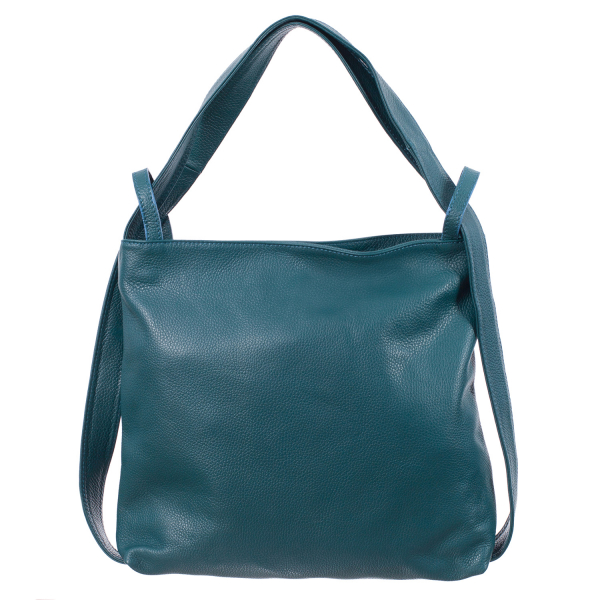 Geantă tip rucsac turcoaz din piele naturală moale 8027 [4]