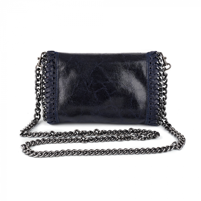 Geantă Tracy, piele naturala bleumarin, bareta metalica, 8103 [3]