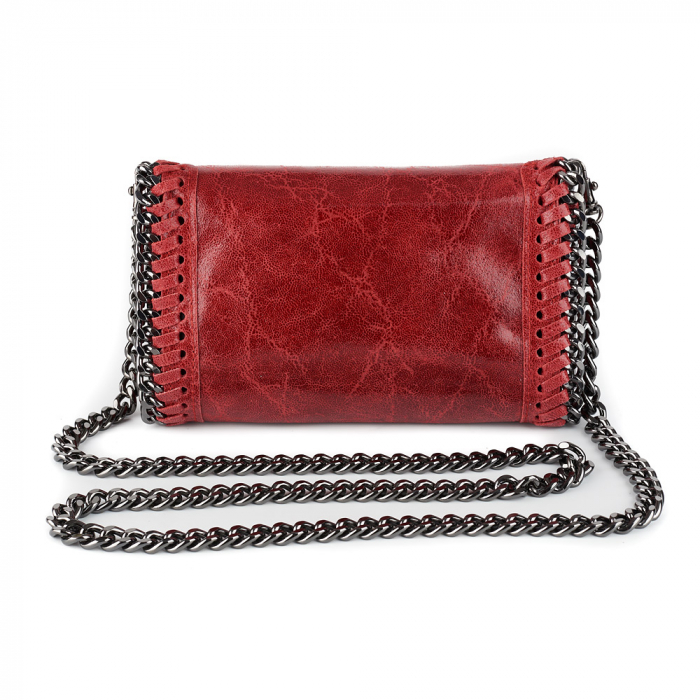 Geantă Tracy, piele naturala bordo, bareta metalica, 8103 [3]