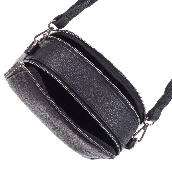 Geantă neagră cu fermoare duble și baretă medie 8007 [4]