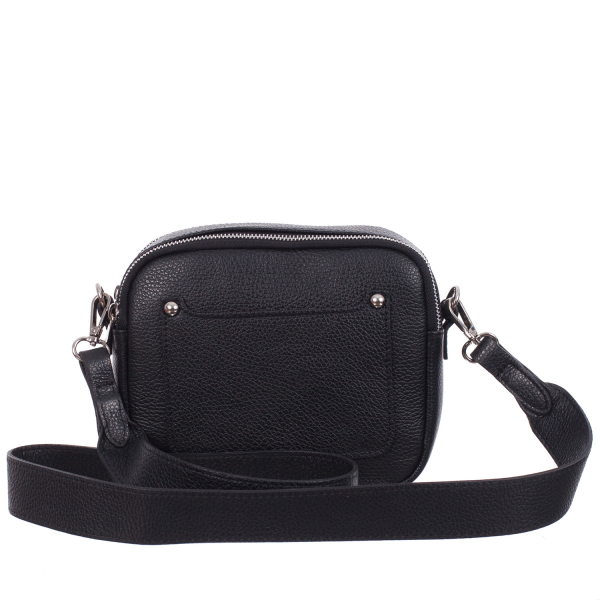 Geantă neagră cu fermoare duble și baretă medie 8007 [3]