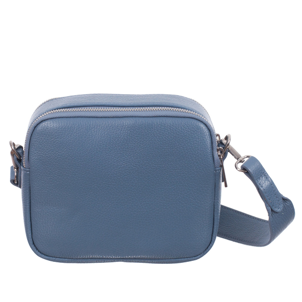 Geantă bleu cu fermoare duble și baretă medie 8007 [2]