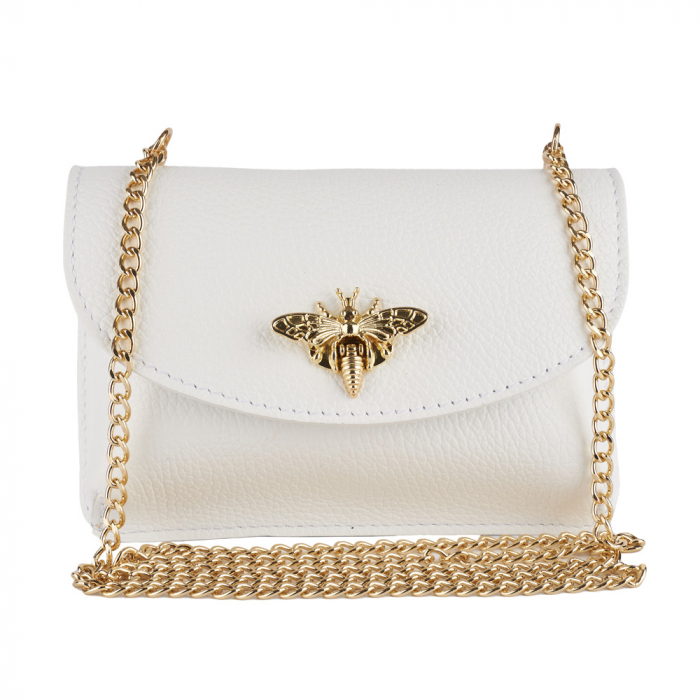 Gentuta Rosalia,din piele naturala alba,lant auriu,8207 [2]