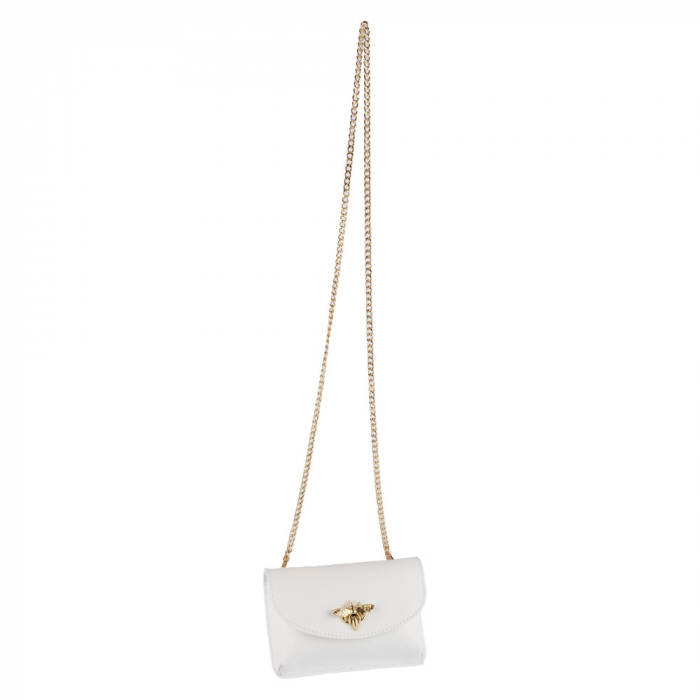 Gentuta Rosalia,din piele naturala alba,lant auriu,8207 [4]
