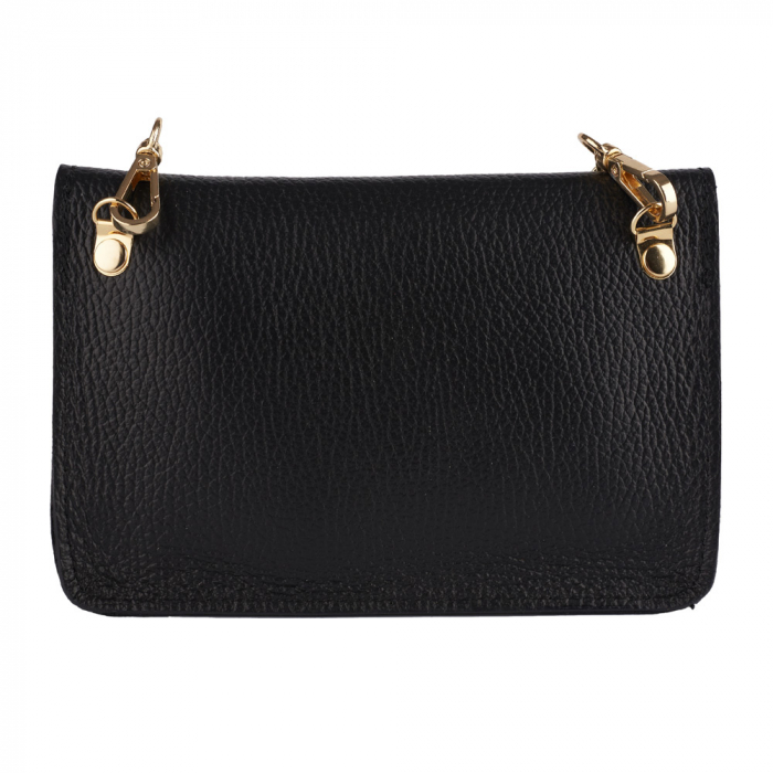 Gentuta Rosalia,din piele naturala neagra,lant auriu,8207 [3]