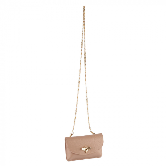 Gentuta Rosalia,din piele naturala nude,lant auriu,8207 [4]