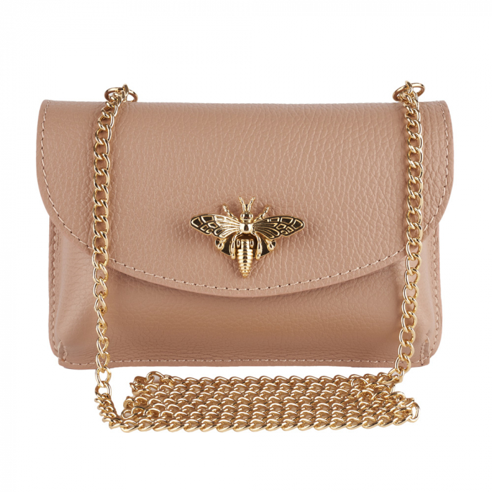 Gentuta Rosalia,din piele naturala nude,lant auriu,8207 [2]