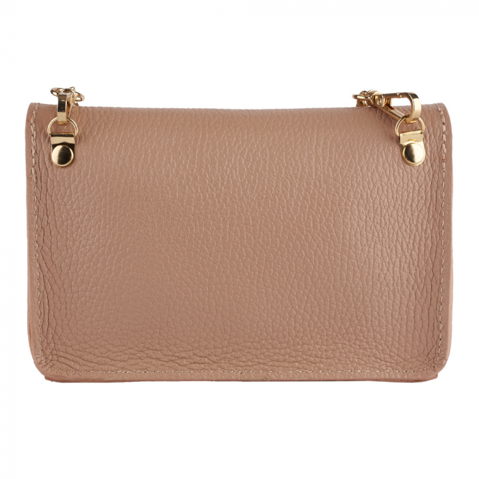 Gentuta Rosalia,din piele naturala nude,lant auriu,8207 [3]