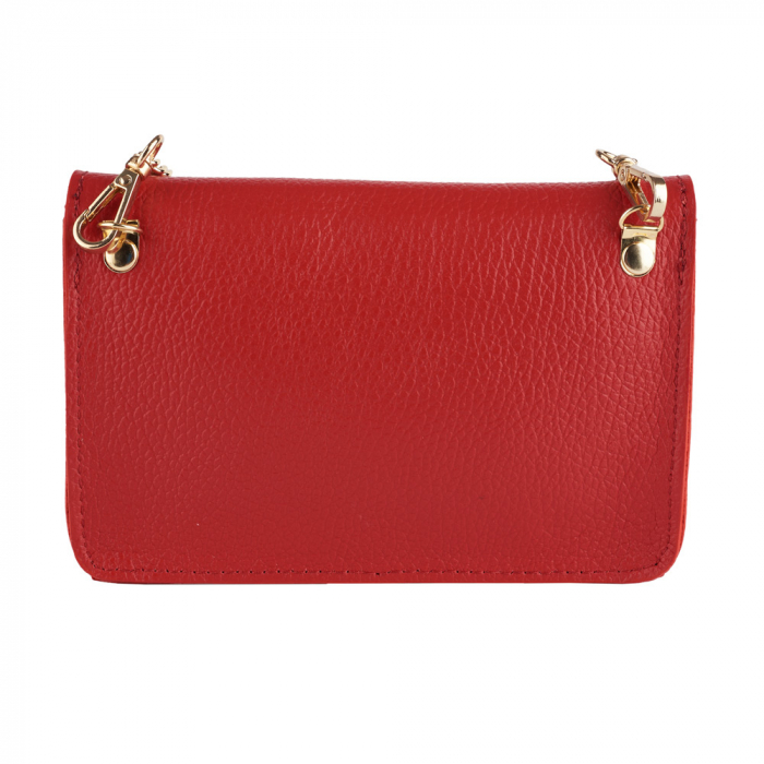 Gentuta Rosalia,din piele naturala rosu,lant auriu,8207 [3]