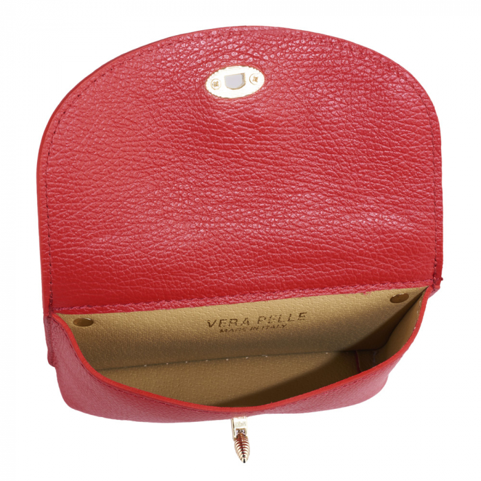 Gentuta Rosalia,din piele naturala rosu,lant auriu,8207 [5]