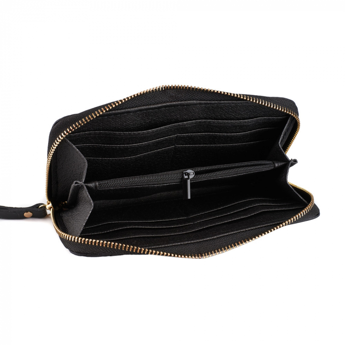 Portofel Kira, negru din piele naturală marmorata 8113 [2]