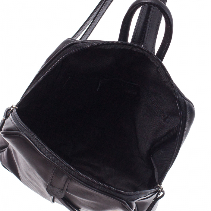 Rucsac negru din piele cu fermoar exterior acoperit 8005 [4]