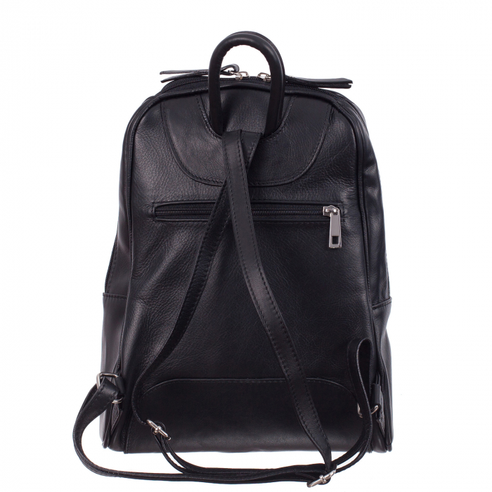 Rucsac negru din piele cu fermoar exterior acoperit 8005 [3]