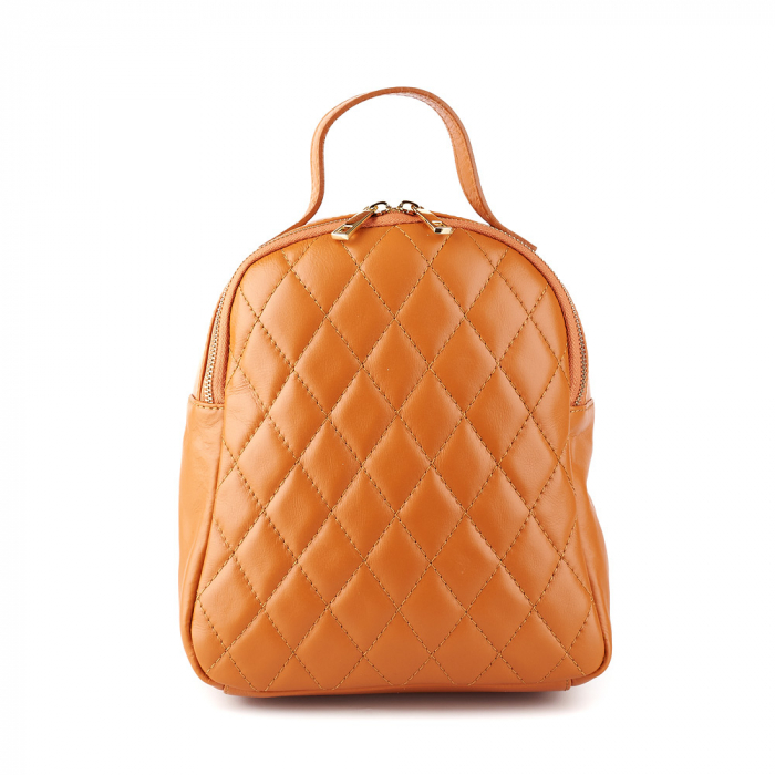 Rucsac Allessia, orange din piele cu aspect matlasat 8020 [2]